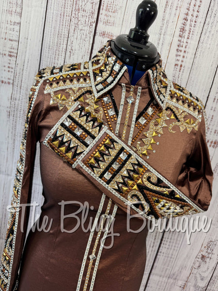 Brown, Tan, Copper & Black Day Shirt Set (Medium)
