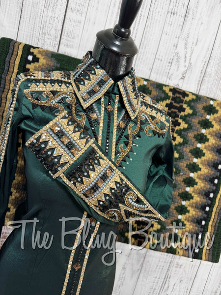 RE-ORDER Forest Green, Tan, Bronze & Charcoal Day Shirt Set (Choose Your Size)