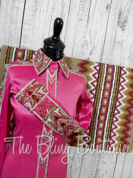 Pink, Tan, Copper & White Day Shirt Set (Small)