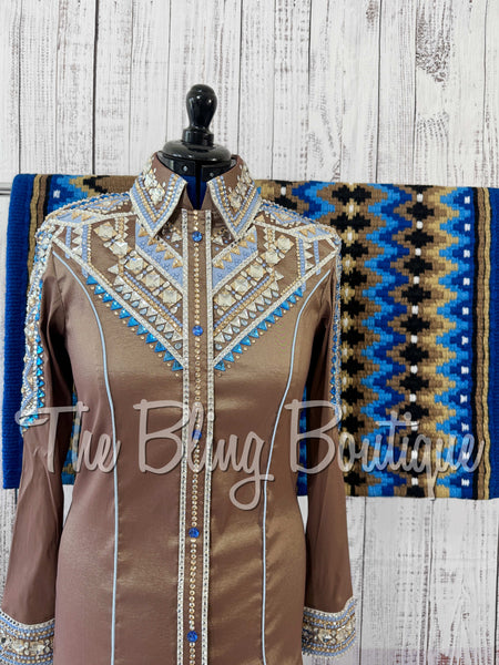 Mocha, Periwinkle, Blue & Tan Day Shirt Set (Large)