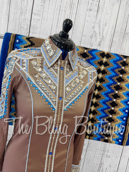 Mocha, Periwinkle, Blue & Tan Day Shirt Set (Large)