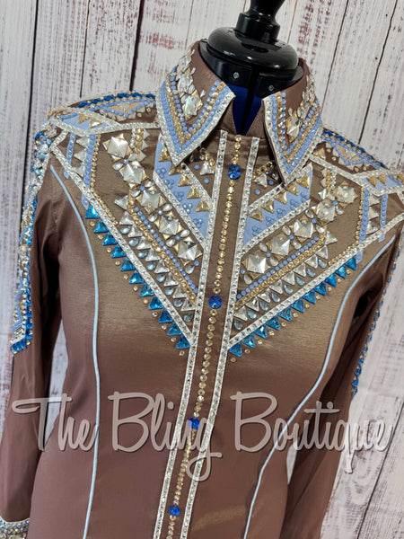 Mocha, Periwinkle, Blue & Tan Day Shirt Set (Large)