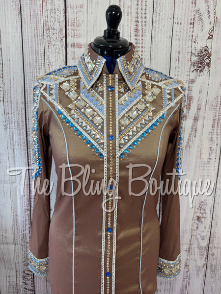 Mocha, Periwinkle, Blue & Tan Day Shirt Set (Large)