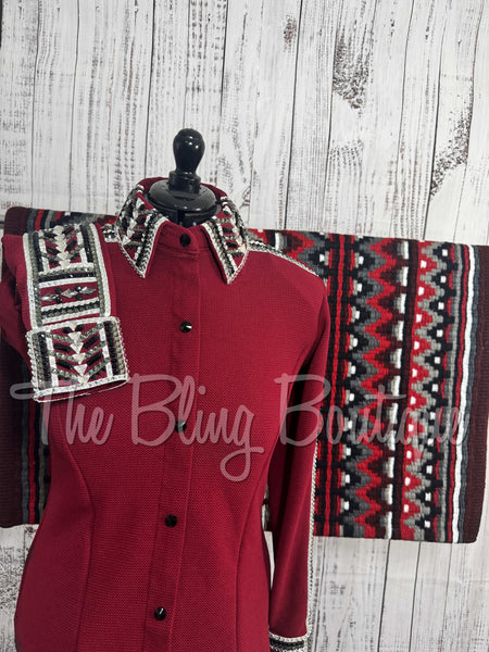 Brick Red, Black & Grey Day Shirt Set (L)