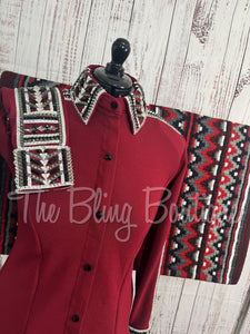 Brick Red, Black & Grey Day Shirt Set (L)