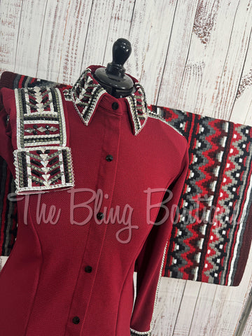 Brick Red, Black & Grey Day Shirt Set (L)