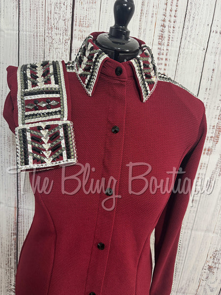 Brick Red, Black & Grey Day Shirt Set (L)