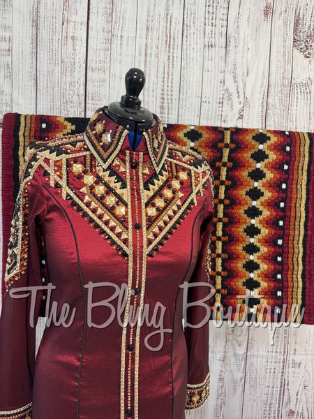 Burgundy, Tan, Copper & Black Day Shirt Set (Large)