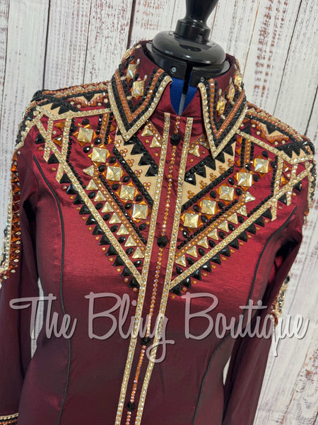 Burgundy, Tan, Copper & Black Day Shirt Set (Large)