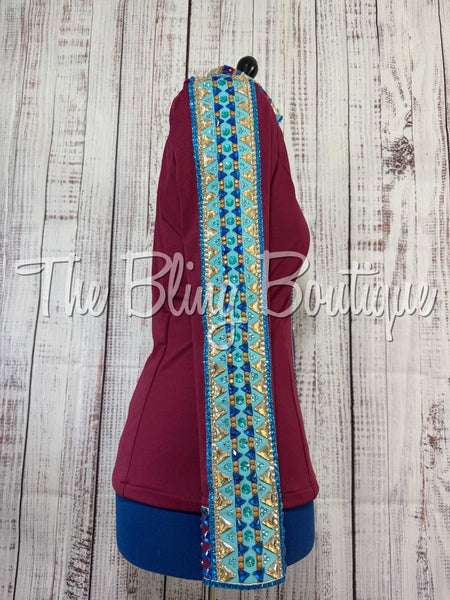 Wine, Turquoise & Tan Day Shirt Set (Large)