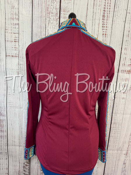 Wine, Turquoise & Tan Day Shirt Set (Large)