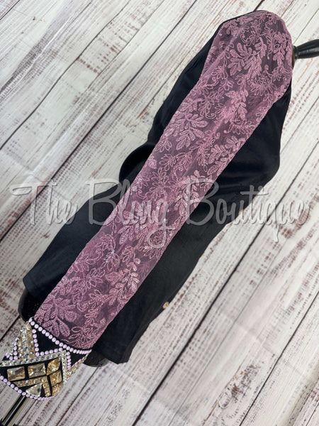 Black, Lavender & Tan Day Shirt Set With Lace Sleeves (M)