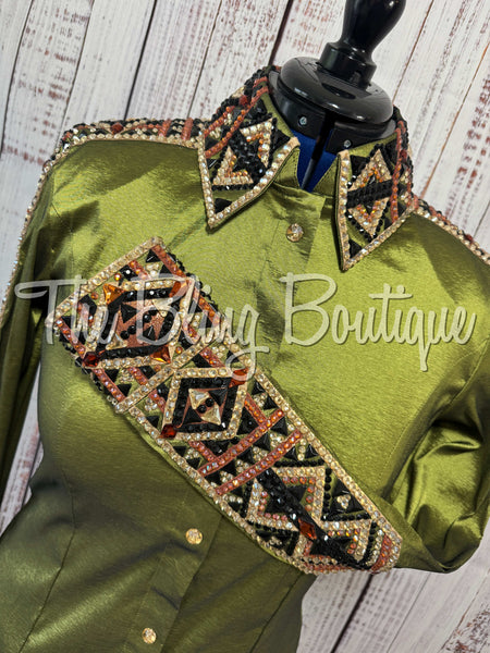 Olive Green, Tan, Copper & Black Day Shirt Set (Large)