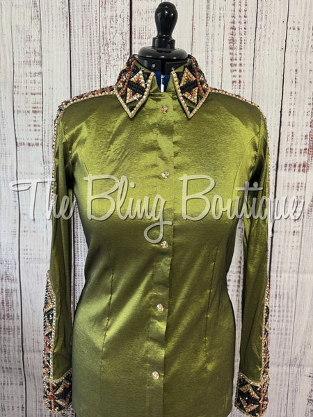 Olive Green, Tan, Copper & Black Day Shirt Set (Large)