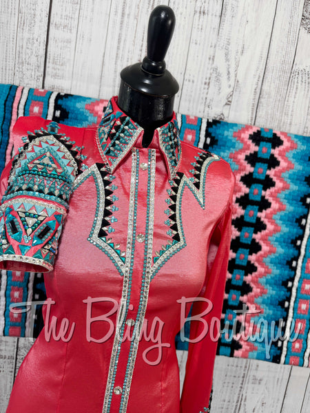 Coral & Turquoise Day Shirt Set (Small)