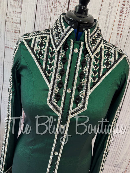 Forest Green, Black & White Day Shirt Set (Medium)