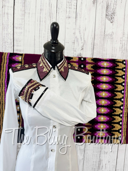 White, Plum, Tan & Black Day Shirt Set (XS/S)