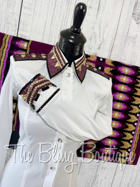White, Plum, Tan & Black Day Shirt Set (XS/S)