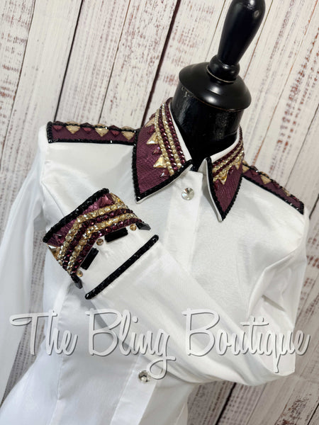 White, Plum, Tan & Black Day Shirt Set (XS/S)