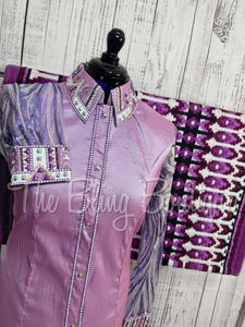 Lilac & Berry Day Shirt Set With Sheer Sleeves (XL)