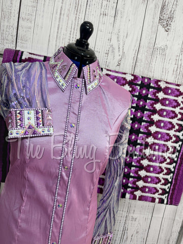 Lilac & Berry Day Shirt Set With Sheer Sleeves (XL)