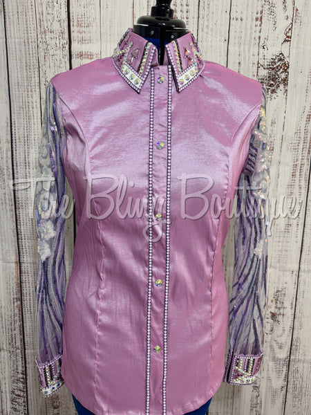 Lilac & Berry Day Shirt Set With Sheer Sleeves (XL)
