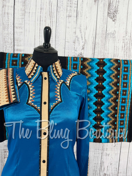 Dark Turquoise, Tan & Black Day Shirt Set (2XL)