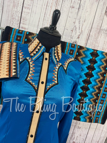 Dark Turquoise, Tan & Black Day Shirt Set (2XL)