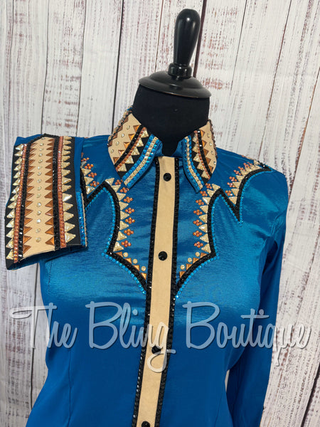 Dark Turquoise, Tan & Black Day Shirt Set (2XL)