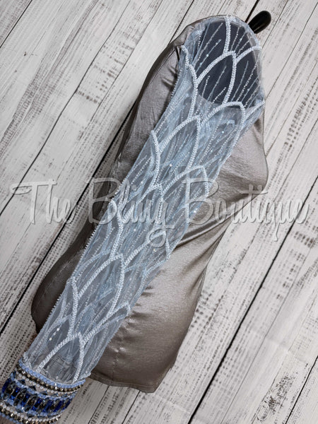 Grey, Periwinkle & Blue Day Shirt Set With Sheer Sleeves (2XL)