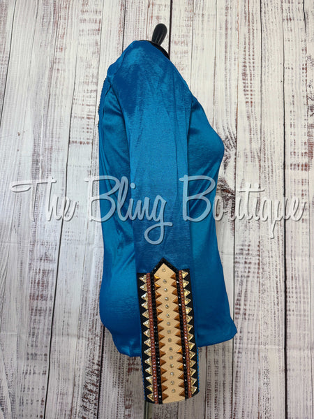 Dark Turquoise, Tan & Black Day Shirt Set (2XL)