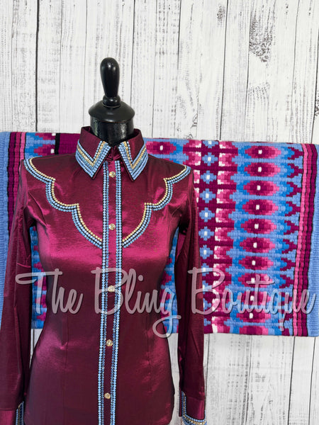 Raspberry & Periwinkle Day Shirt Set (XS/S)