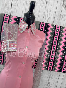 Pink, Grey & Light Purple Day Shirt Set With Lace Sleeves (S)