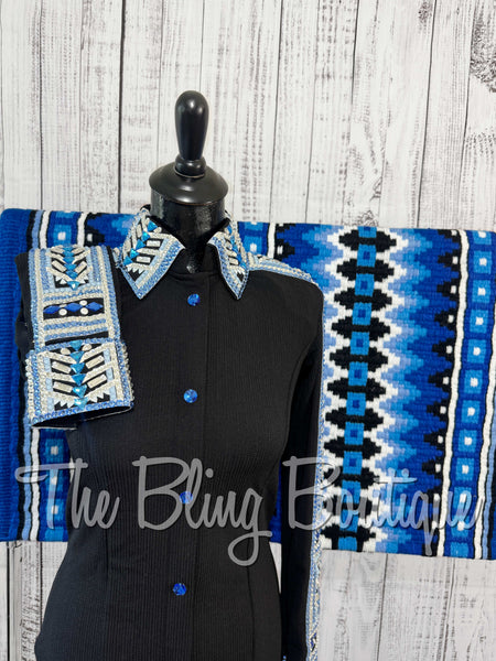 Black, Periwinkle & Blue Day Shirt Set (Small)