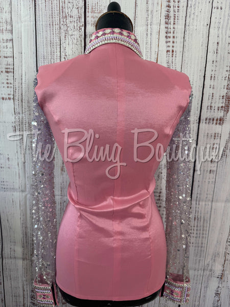 Pink, Grey & Light Purple Day Shirt Set With Lace Sleeves (S)