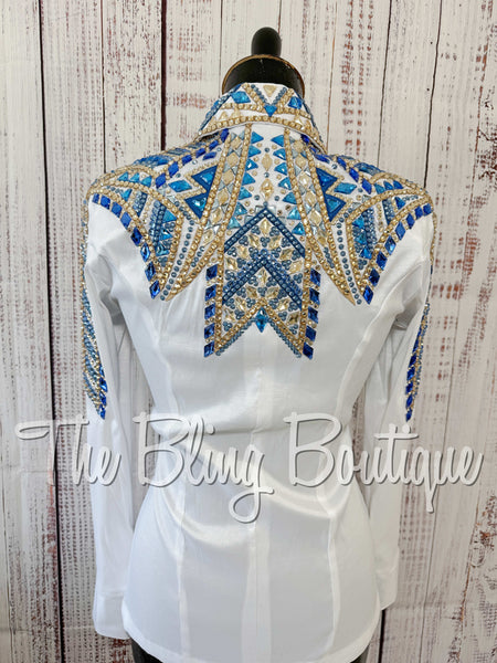 RE-ORDER White, Periwinkle & Tan Day Shirt Set (Choose Your Size)