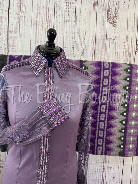 Orchid & Purple Day Shirt Set With Lace Sleeves (L)