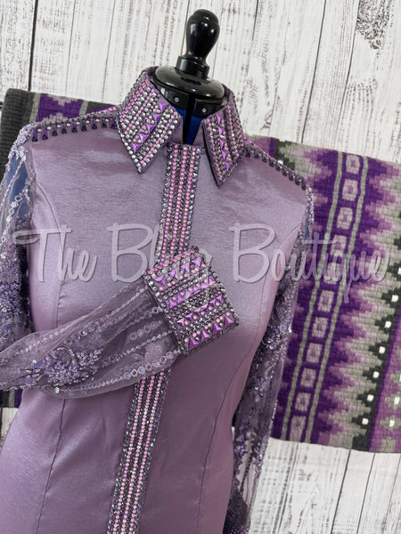 Orchid & Purple Day Shirt Set With Lace Sleeves (L)