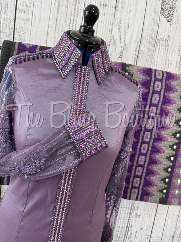 Orchid & Purple Day Shirt Set With Lace Sleeves (L)