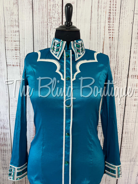 Dark Turquoise, Green, Grey & White Day Shirt Set (XL)