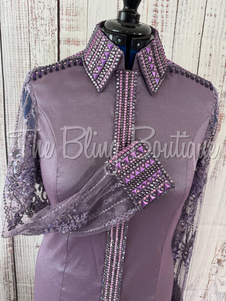Orchid & Purple Day Shirt Set With Lace Sleeves (L)