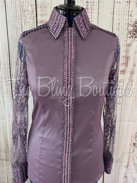 Orchid & Purple Day Shirt Set With Lace Sleeves (L)