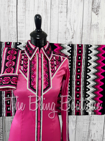 Pink, Fuchsia, Black & White Day Shirt Set (Small)