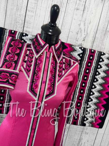 Pink, Fuchsia, Black & White Day Shirt Set (Small)