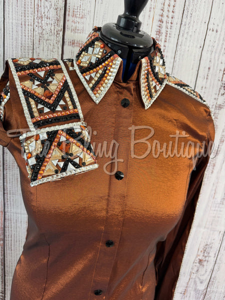 3 Piece Black, Rust & Tan Bolero Vest Set (M)