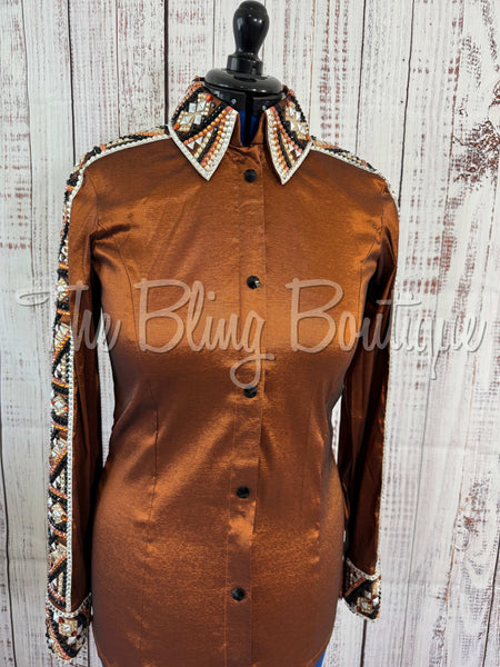 3 Piece Black, Rust & Tan Bolero Vest Set (M)