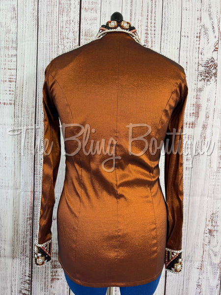 3 Piece Black, Rust & Tan Bolero Vest Set (M)