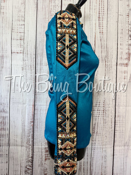 Dark Turquoise, Copper, Than & Black Day Shirt Set (Small)