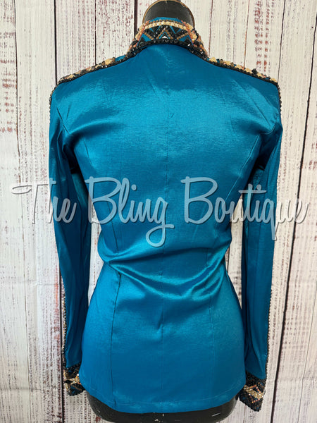 Dark Turquoise, Copper, Than & Black Day Shirt Set (Small)