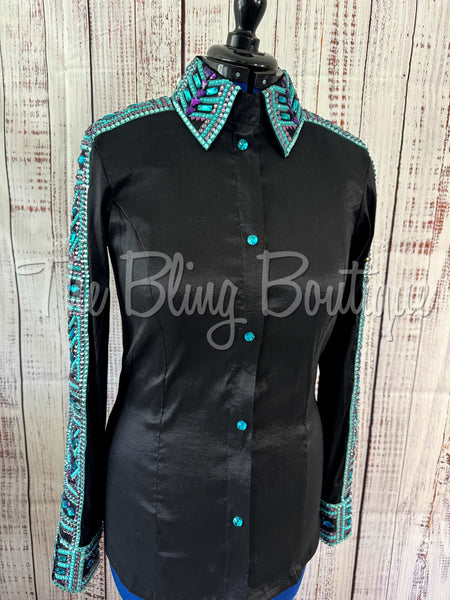 Black, Purple & Turquoise Day Shirt Set (L)